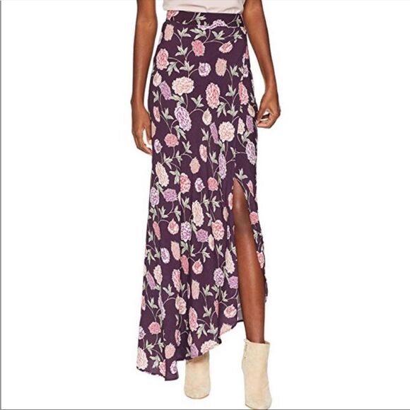 Flynn Skye Dresses & Skirts - Flynn Skye Wrap it Up Maxi Skirt Full Blooms Purple Floral Size Medium